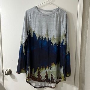 Machoyes | Gray with Tree Pattern Tunic/Dress | Size L